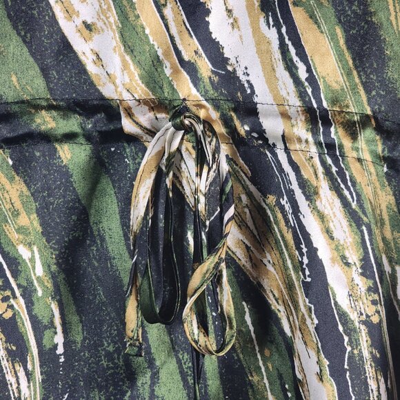 Bobbie Brooks Vtg Green Black Gold Abstract Stripe Cinch Waist Poly Kaftan OSFM - Picture 11 of 16